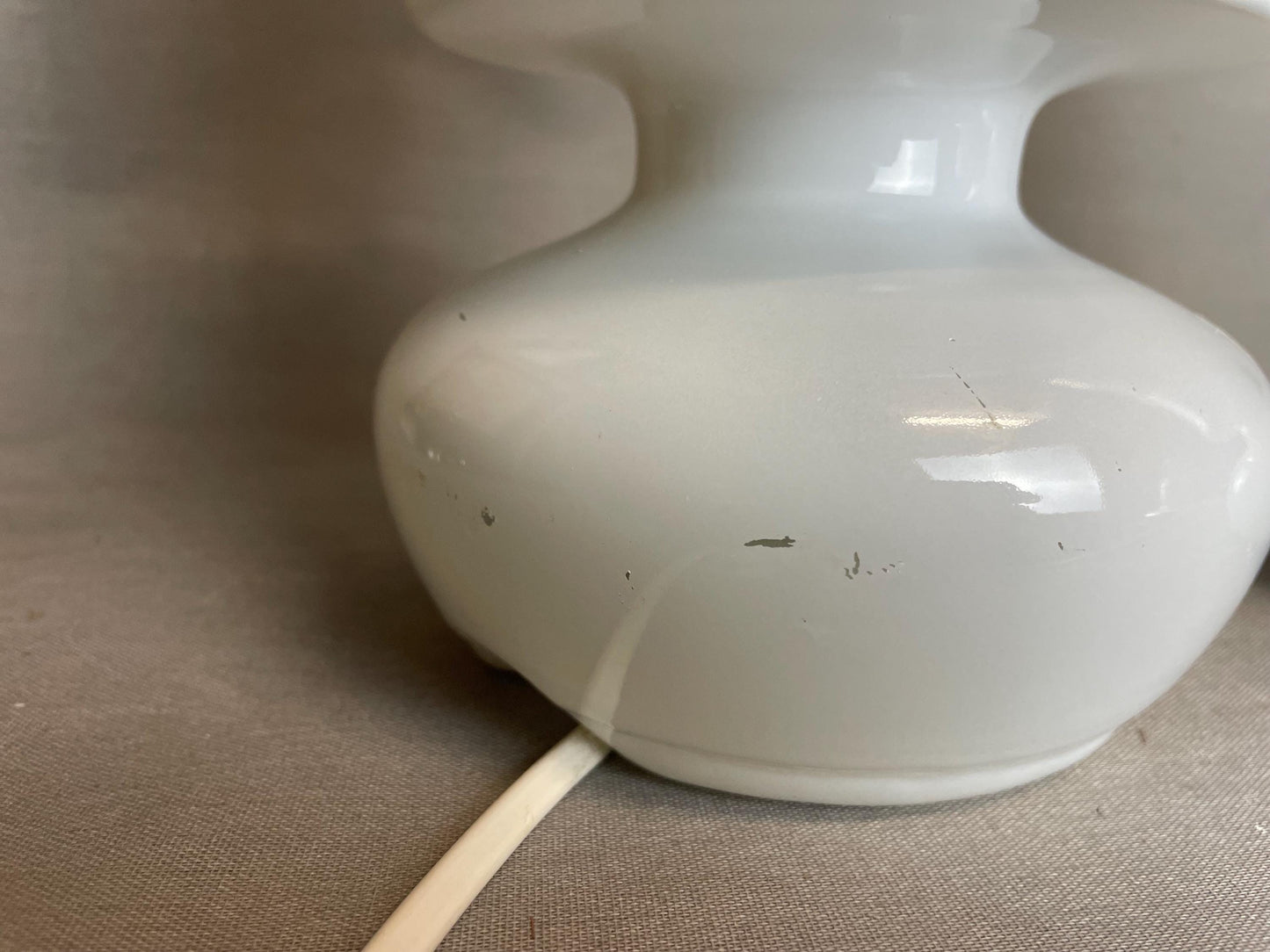 Pair white glass Ikea Lykta table lamps