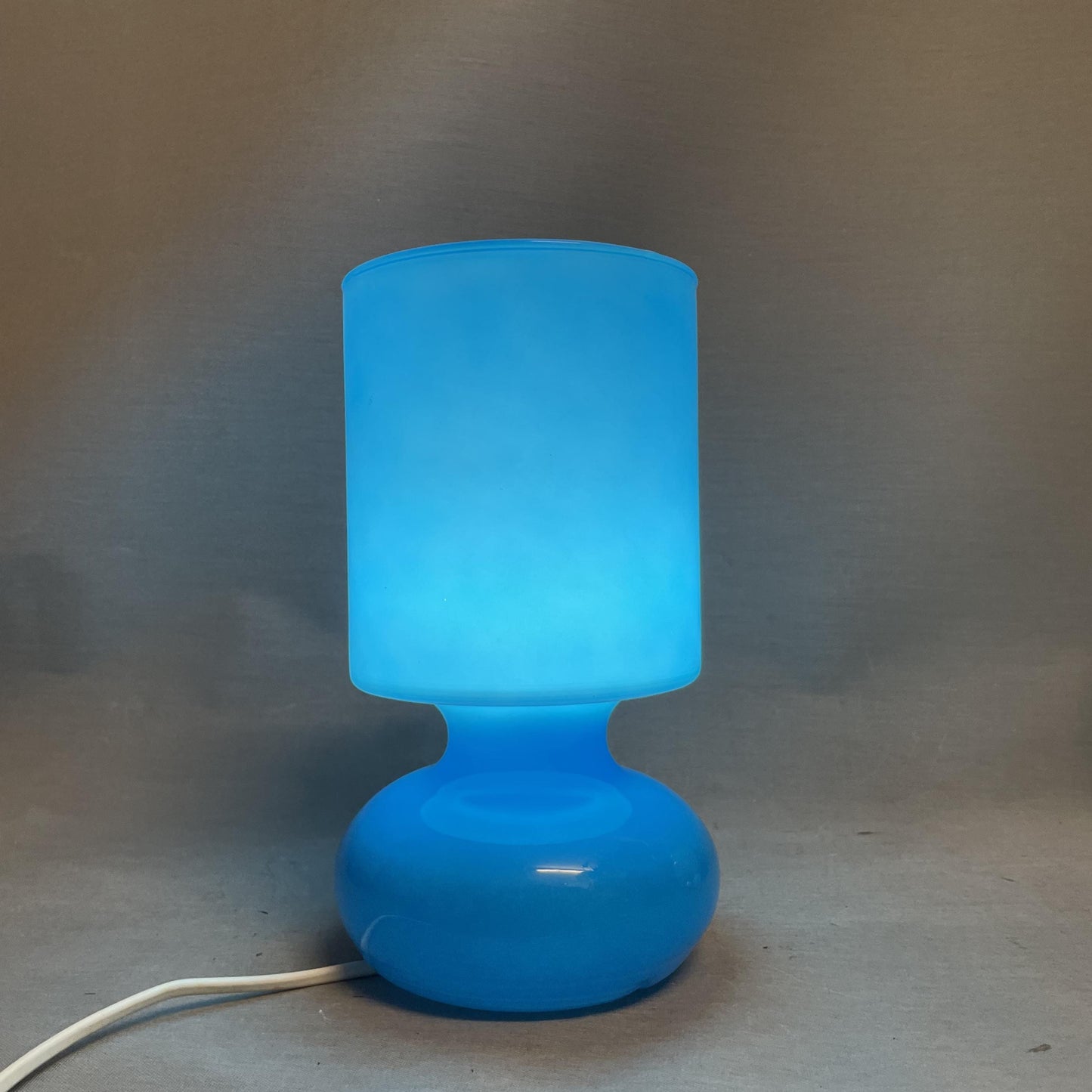Blue glass Ikea Lykta table lamp