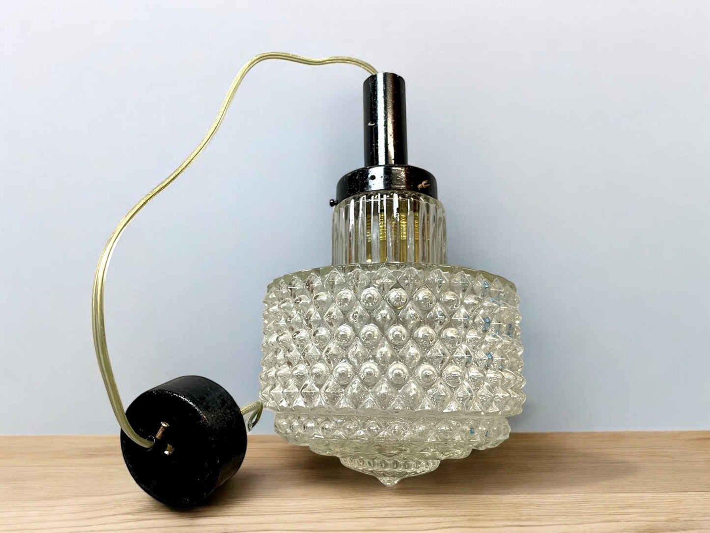 Mid Century hobnail glass hanging lamp