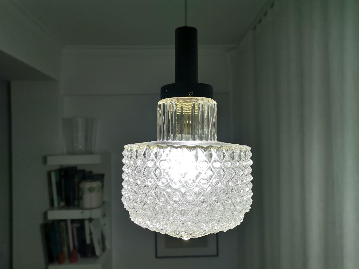 Mid Century hobnail glass hanging lamp