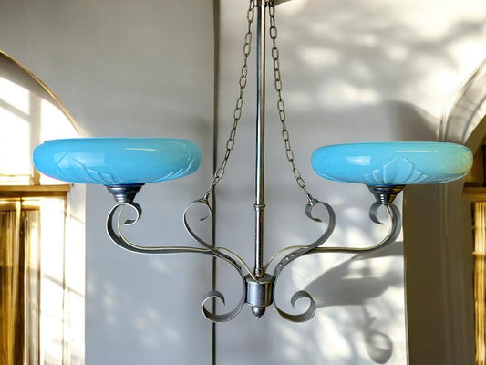 Art Deco chandelier uplight