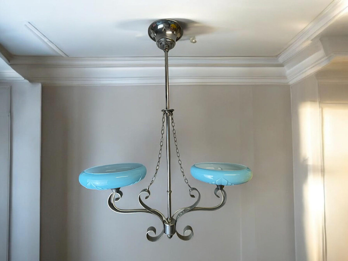 Art Deco chandelier uplight
