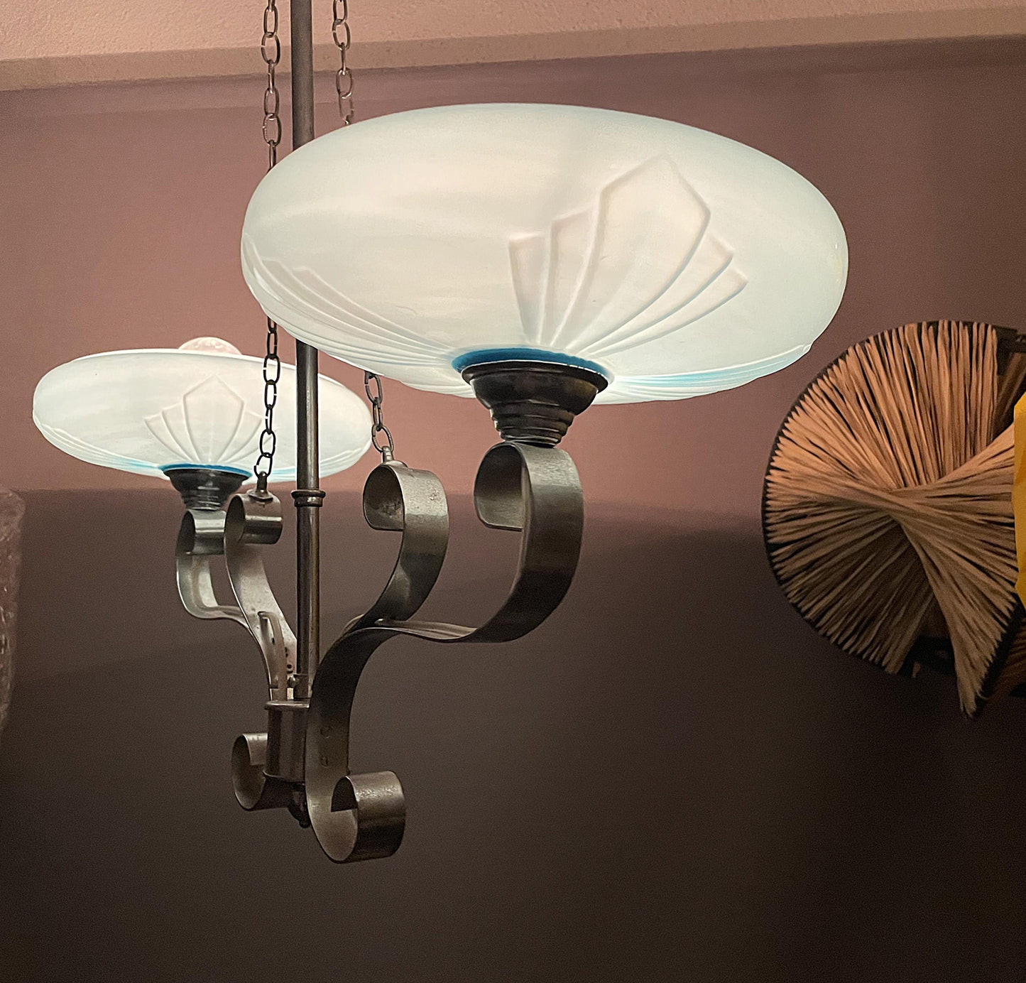 Art Deco chandelier uplight