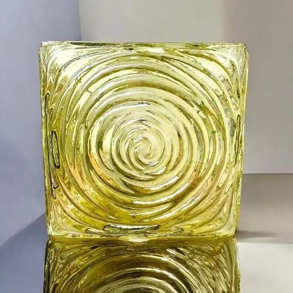 Green glass square flush mount light