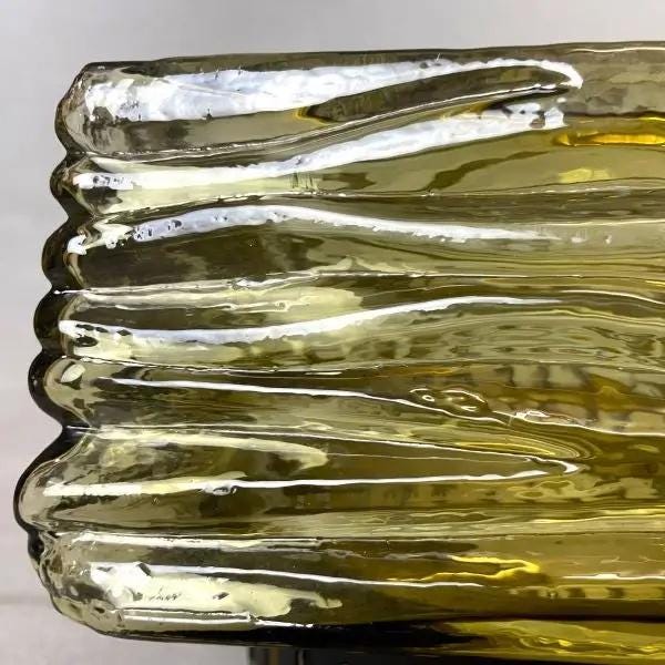 Green glass square flush mount light