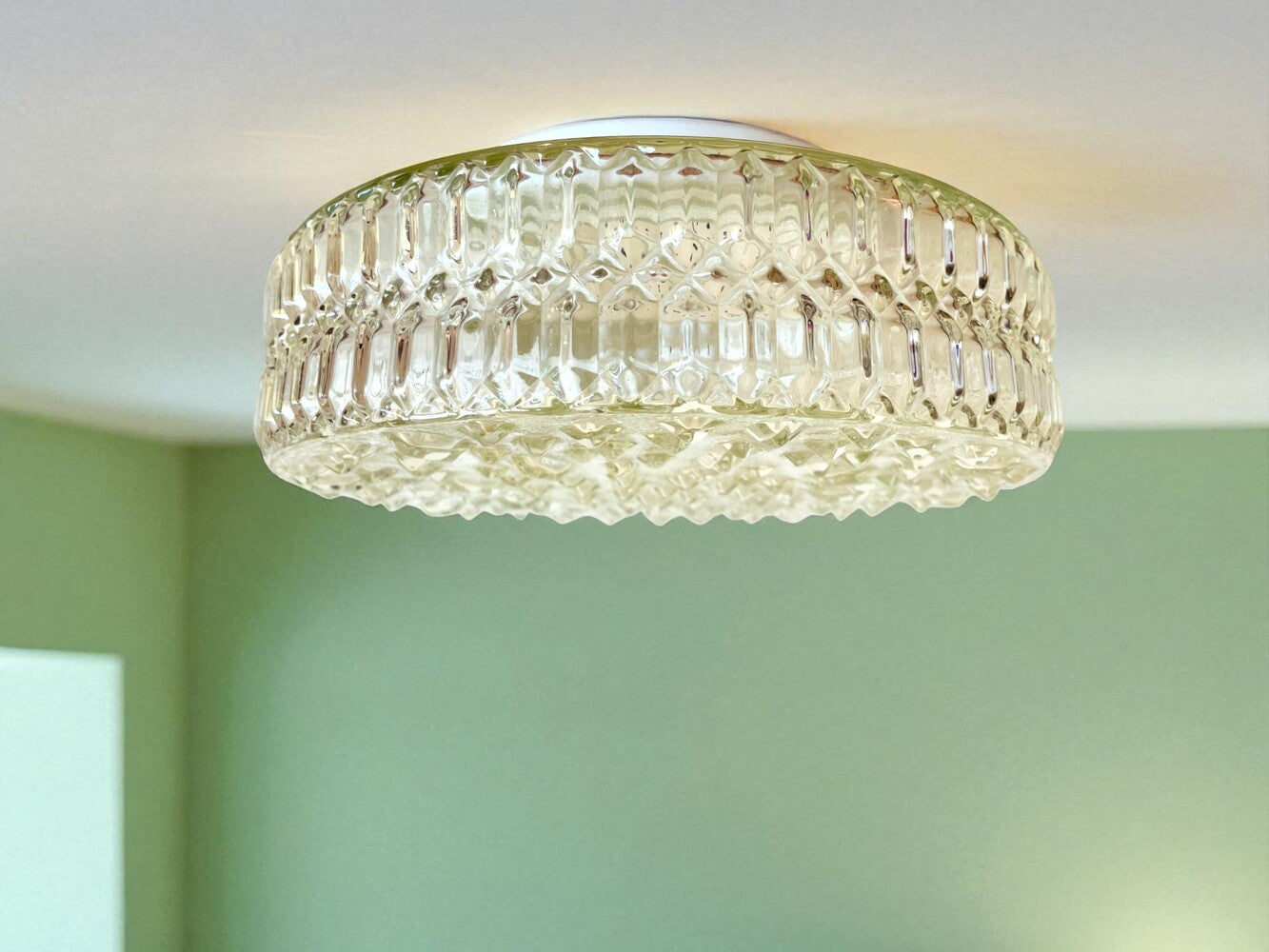 Large hobnail glass light