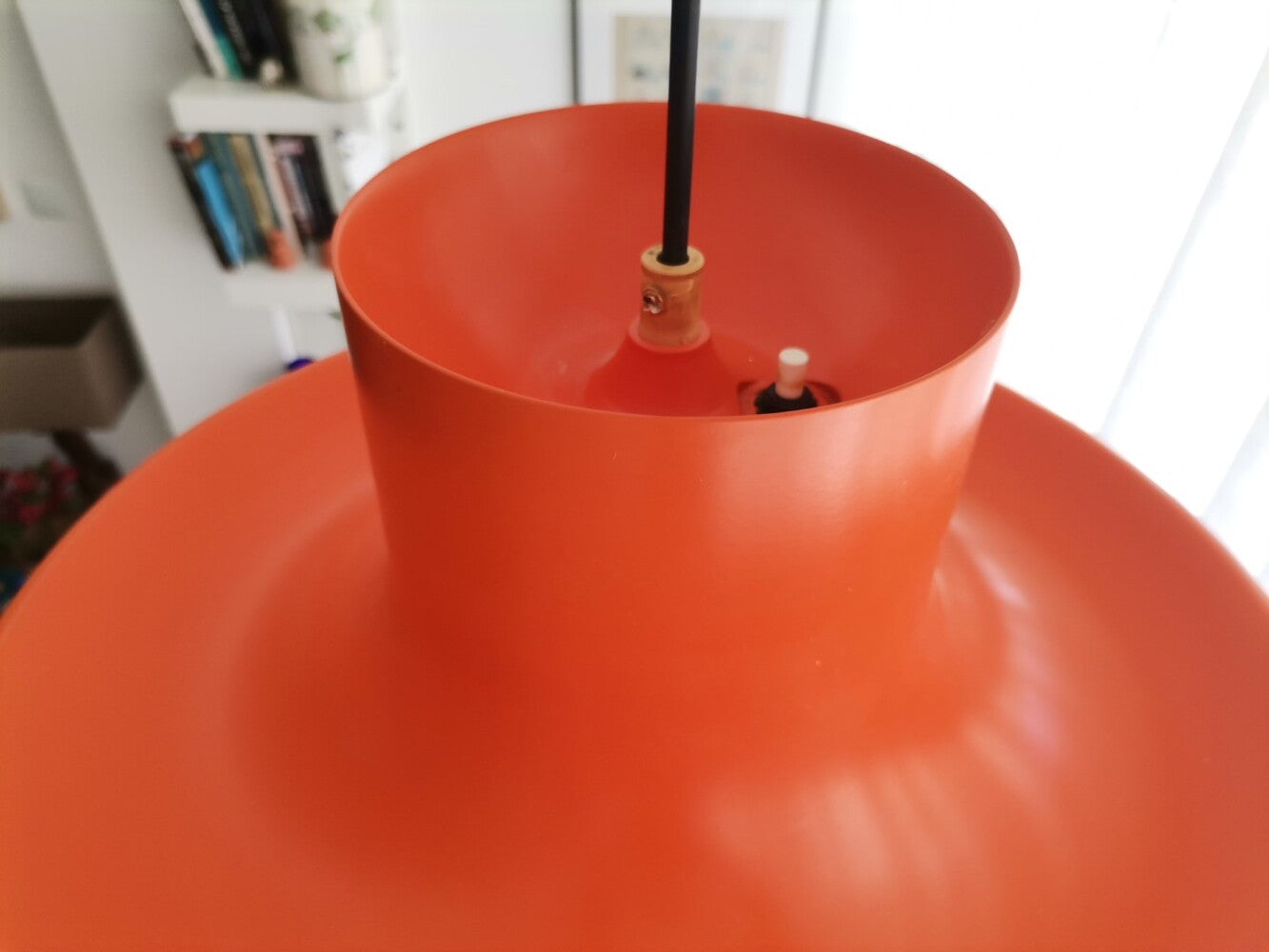 Large orange metal pendant