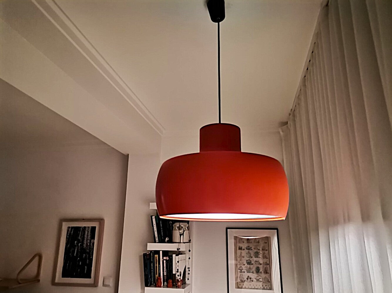 Large orange metal pendant