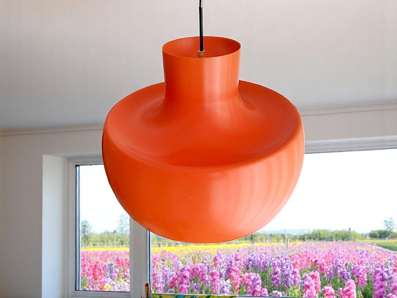Large orange metal pendant