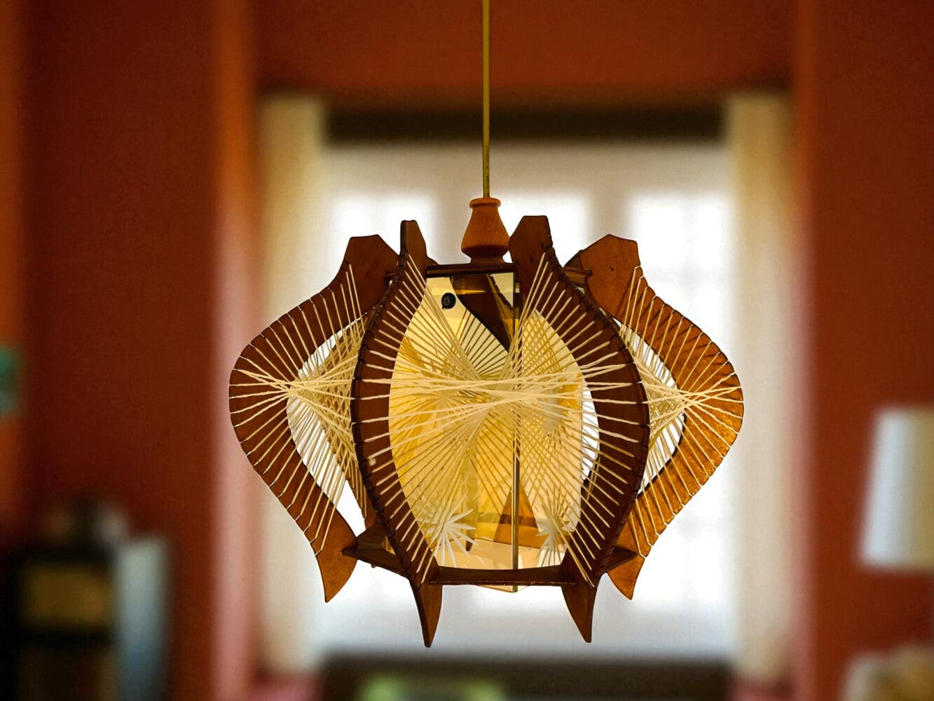 Wooden hanging lamp