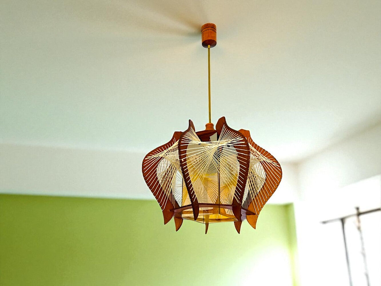 Wooden hanging lamp