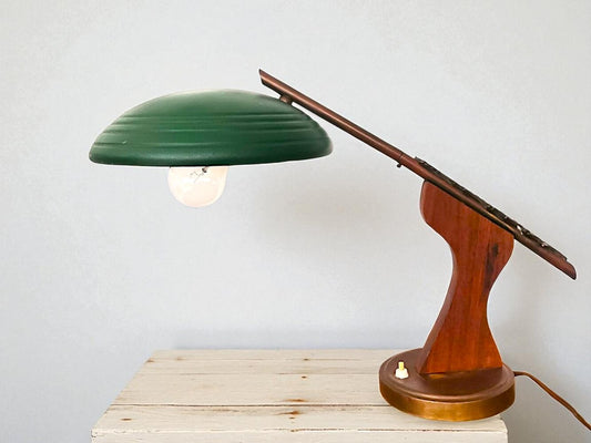Modernist wood desk lamp