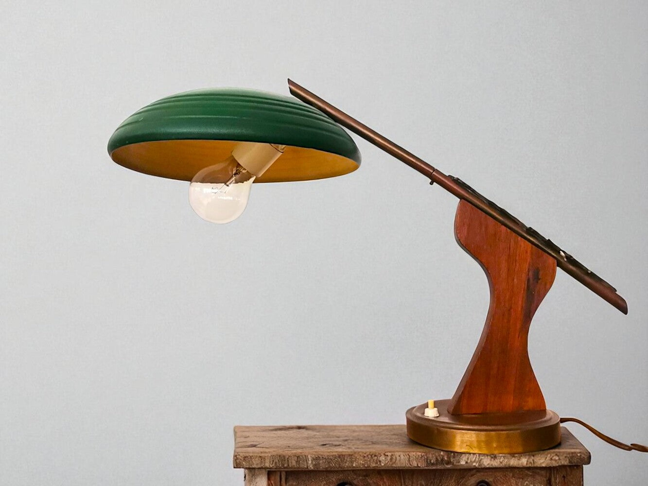 Modernist wood desk lamp