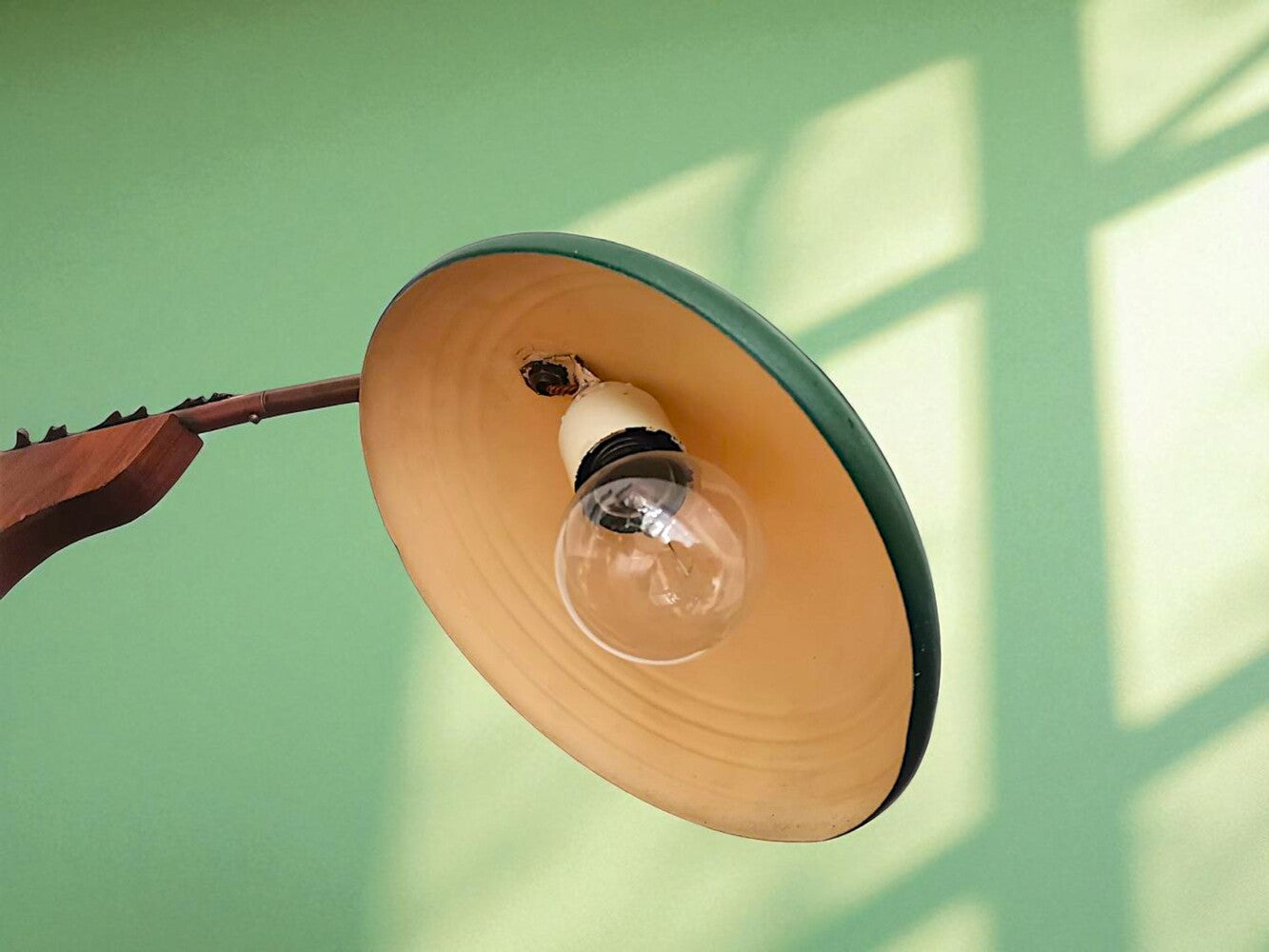 Modernist wood desk lamp