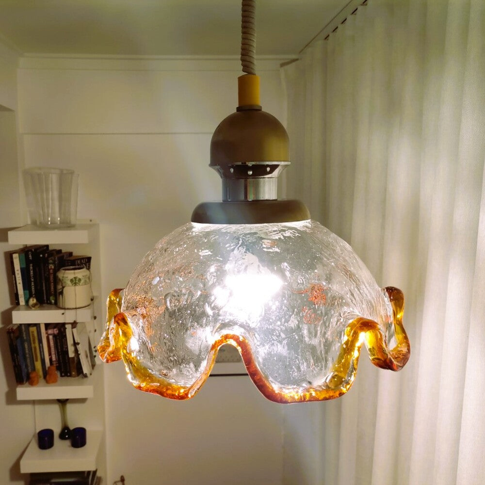 Retractable Murano glass pendant lamp