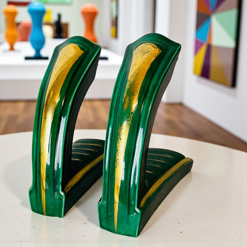 Pair of Green Ceramic Wall Sconces