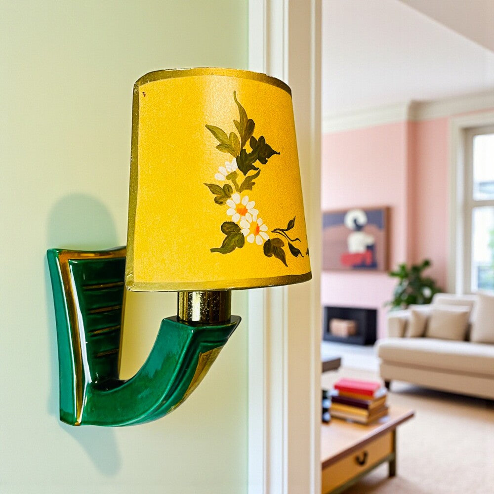 Pair of Green Ceramic Wall Sconces
