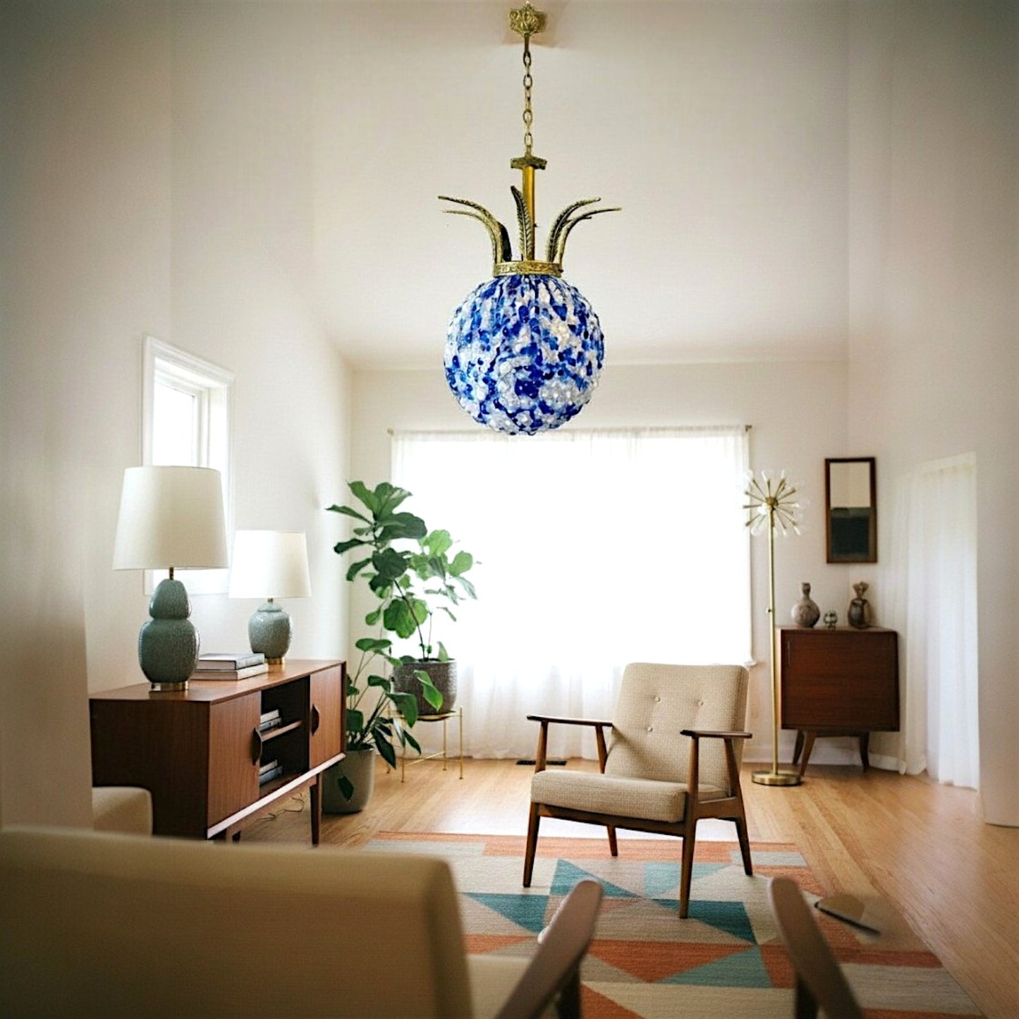 Blue Regency Style Chandelier