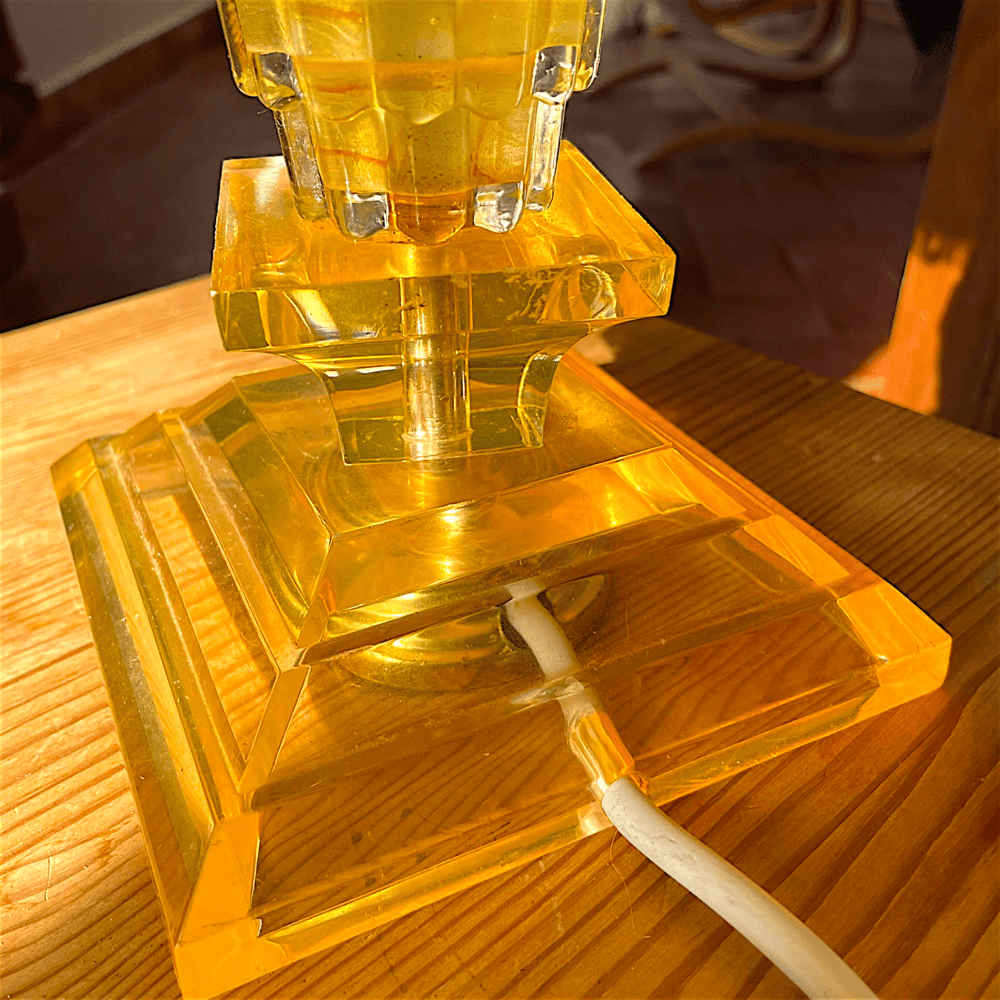 Amber Lucite Table Lamp