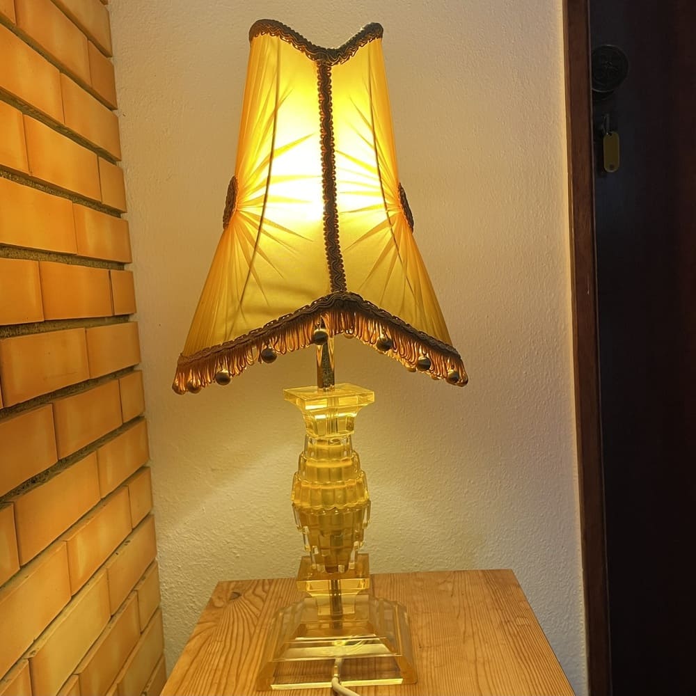 Amber Lucite Table Lamp