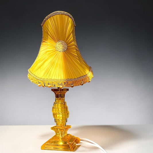 Amber Lucite Table Lamp