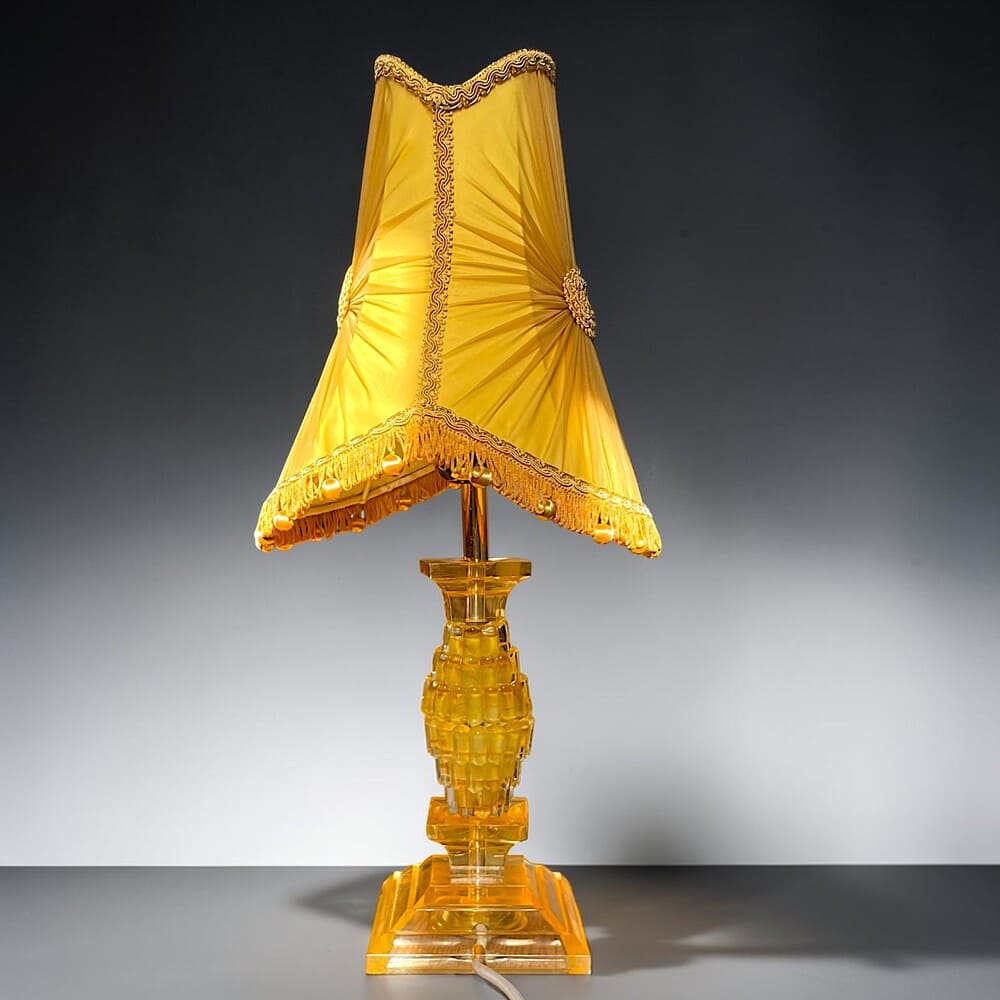 Amber Lucite Table Lamp