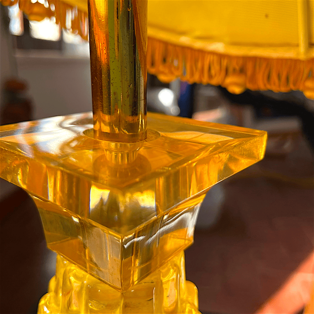 Amber Lucite Table Lamp
