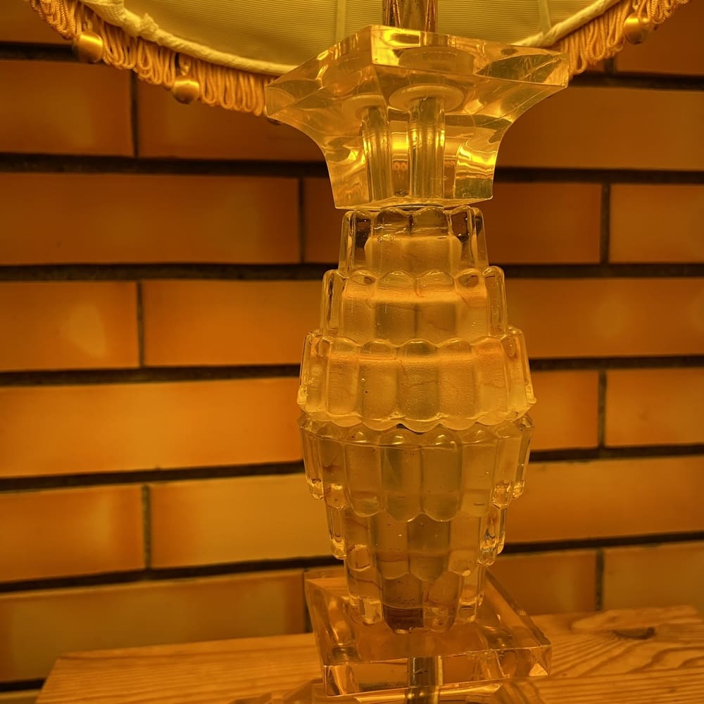 Amber Lucite Table Lamp