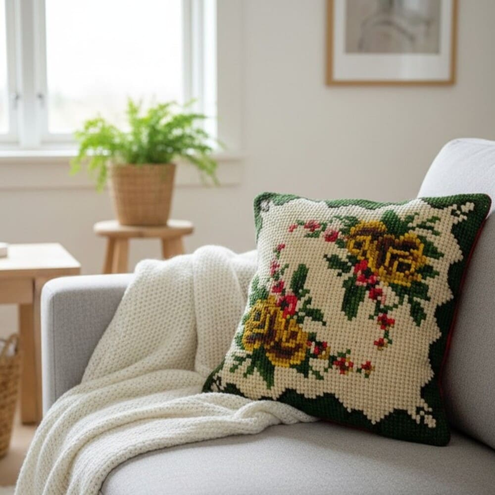 Portuguese Arraiolos Tapestry Cushion