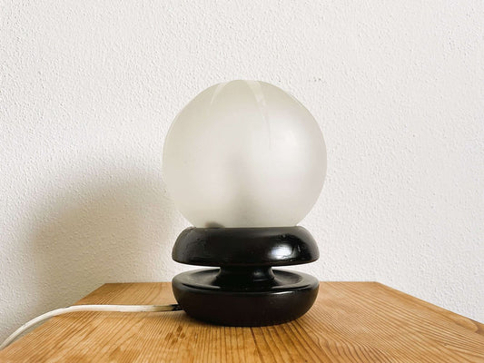 Black wooden bedside table lamp