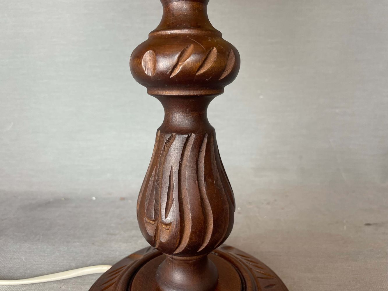 Carved wood table lamp