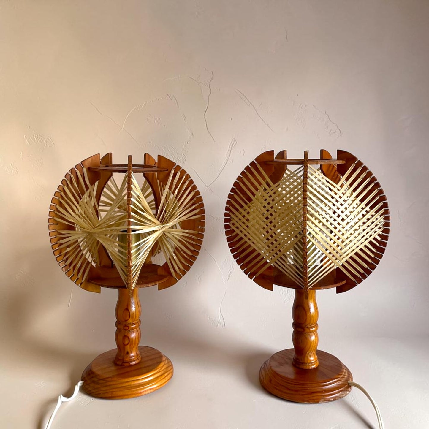 Pair Wooden Table Lamps