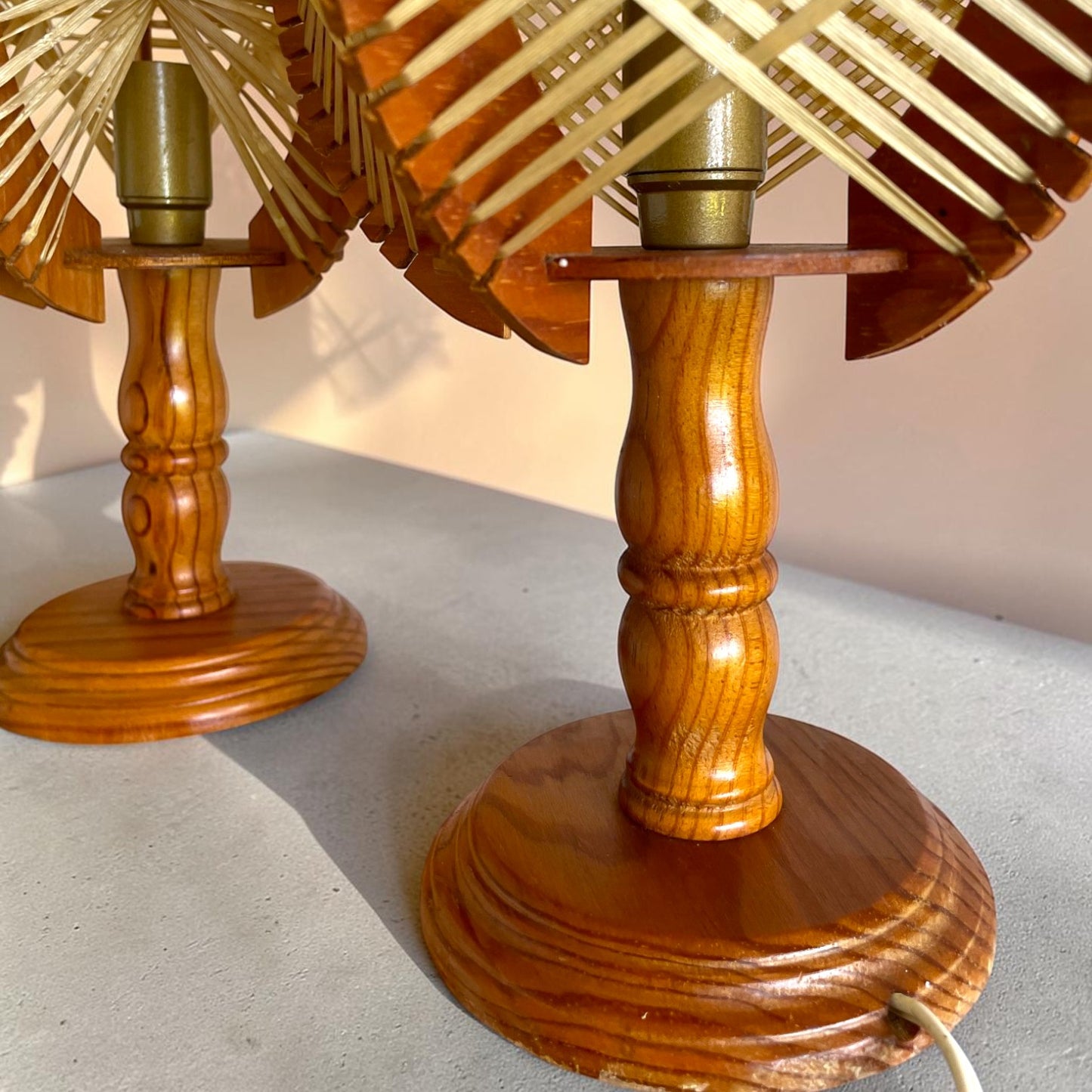 Pair Wooden Table Lamps