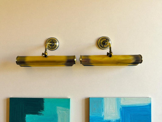 Pair brass picture lights