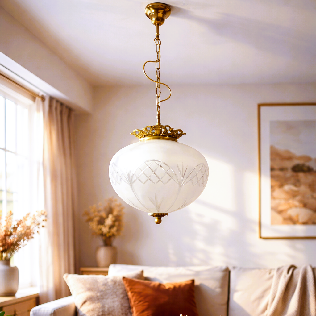 Regency-Inspired Frosted Glass Pendant