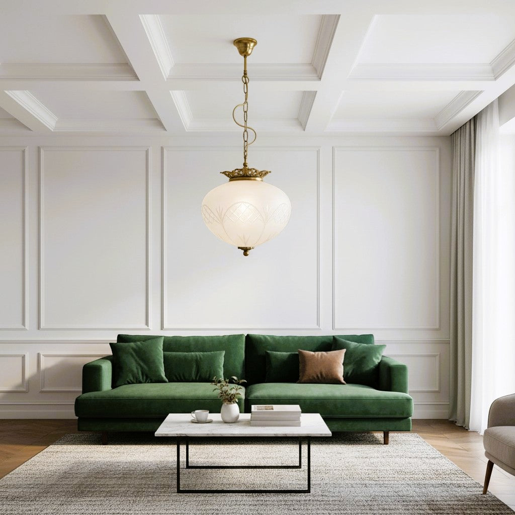 Regency-Inspired Frosted Glass Pendant