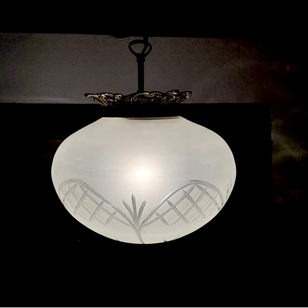 Regency-Inspired Frosted Glass Pendant
