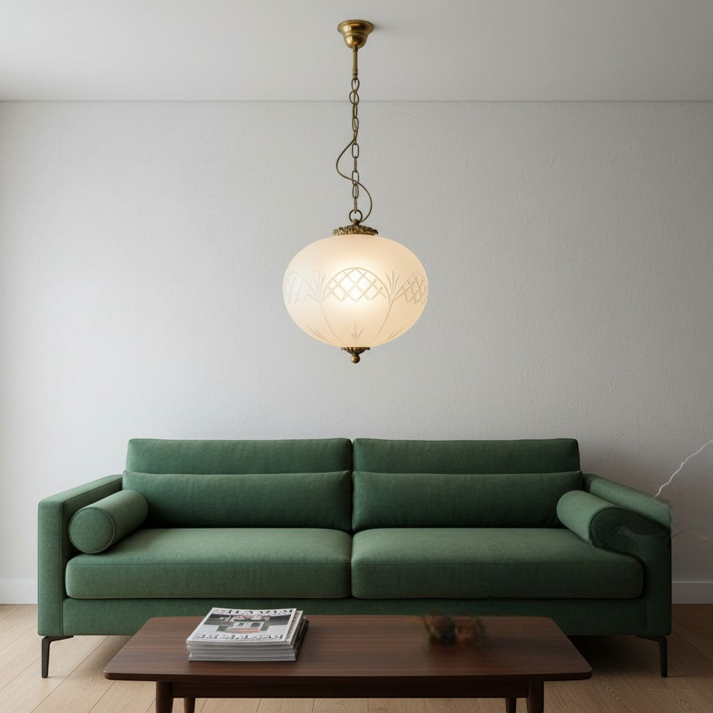 Regency-Inspired Frosted Glass Pendant