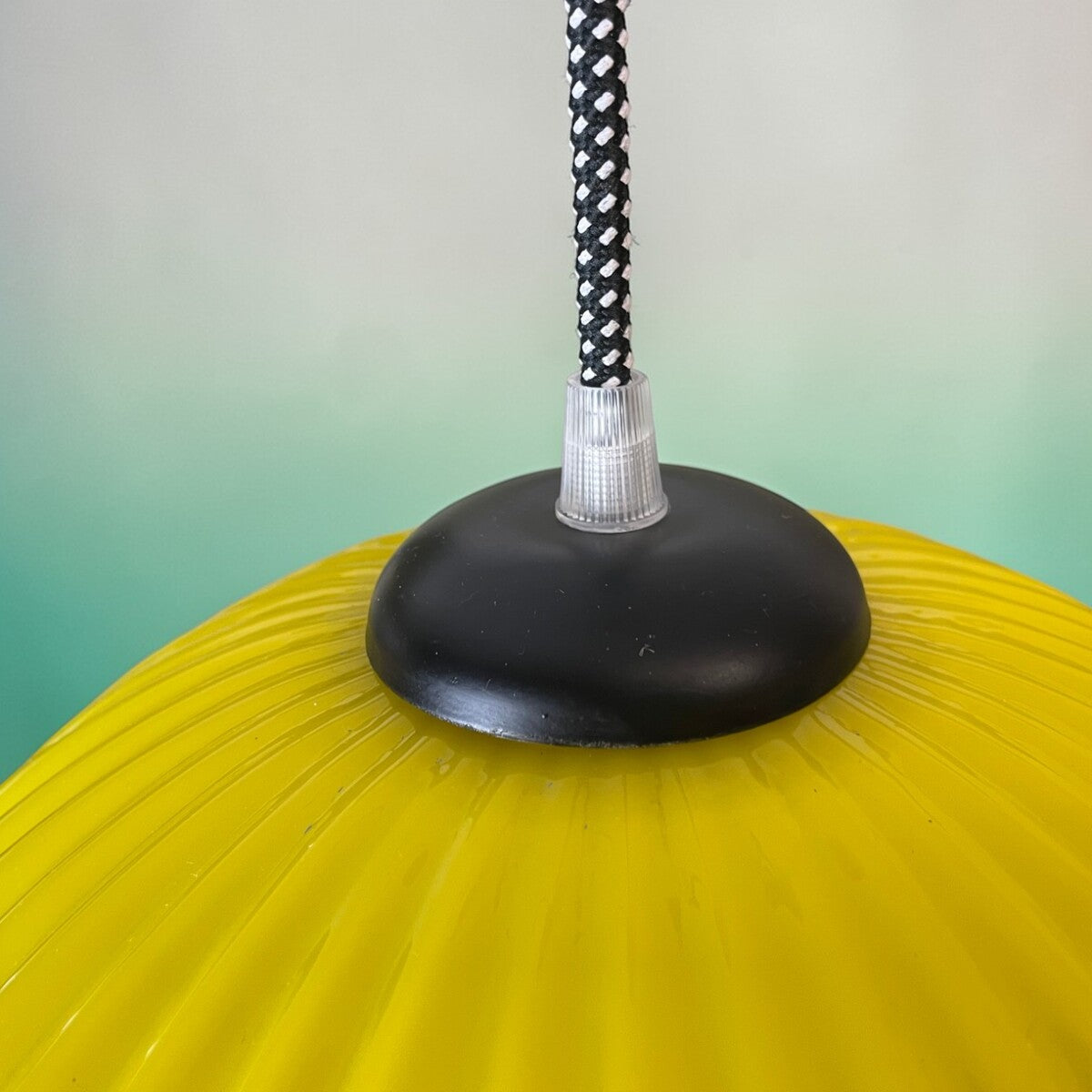 Ribbed Yellow Glass Pendant