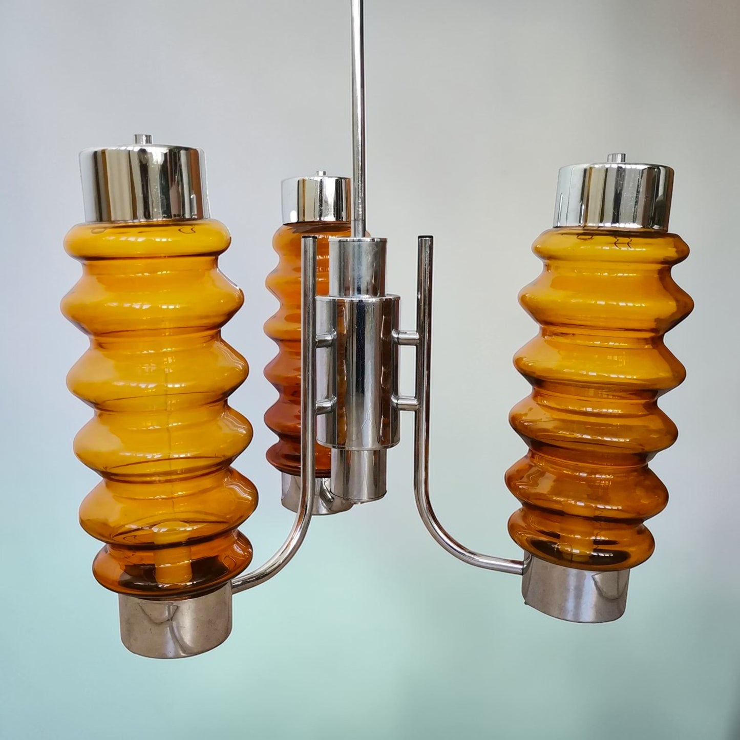 Sculptural Amber Glass Chandelier