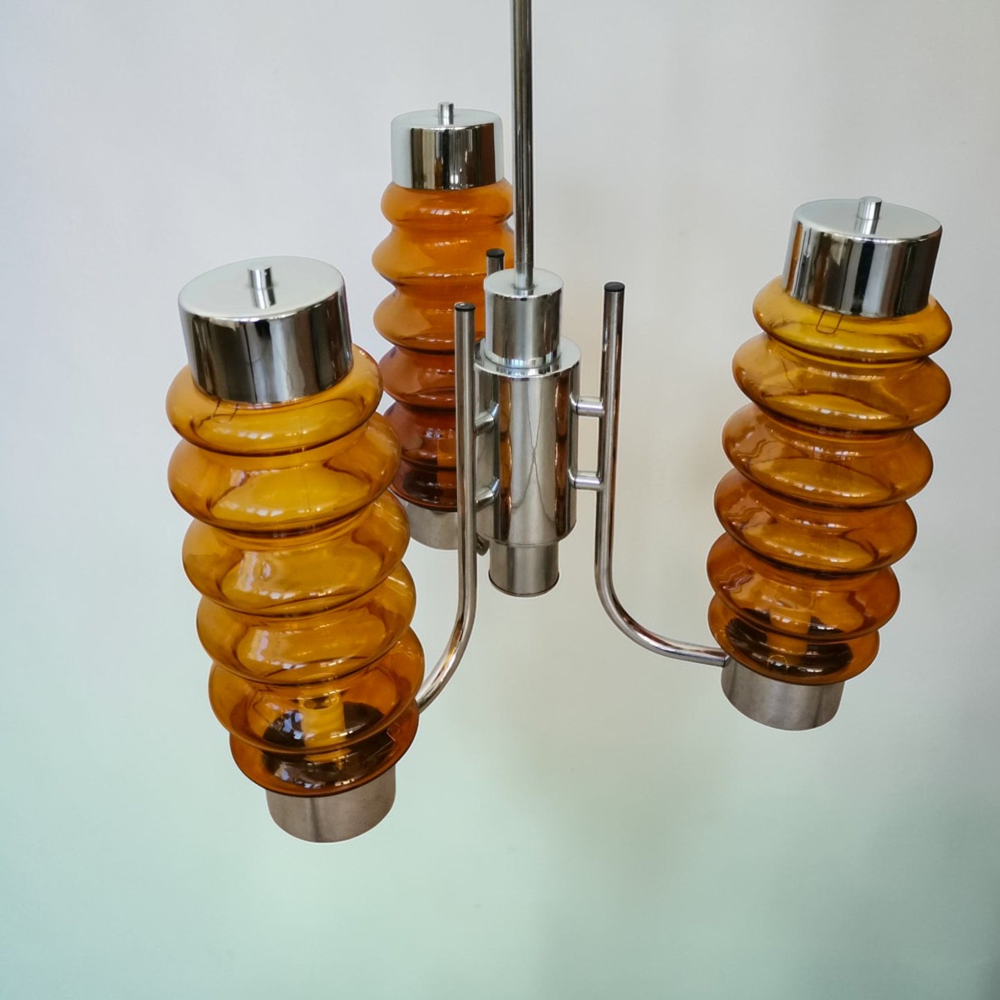 Sculptural Amber Glass Chandelier
