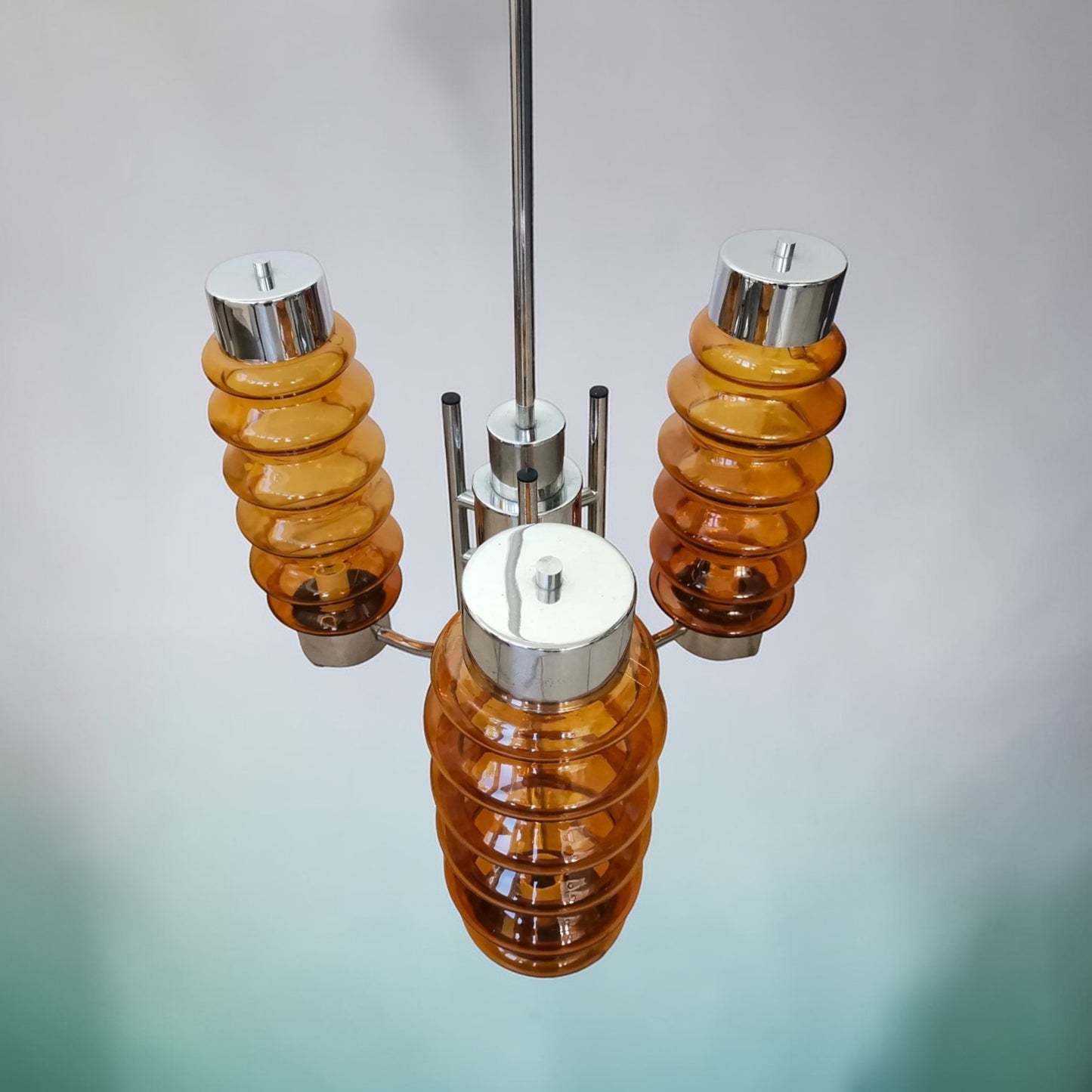 Sculptural Amber Glass Chandelier