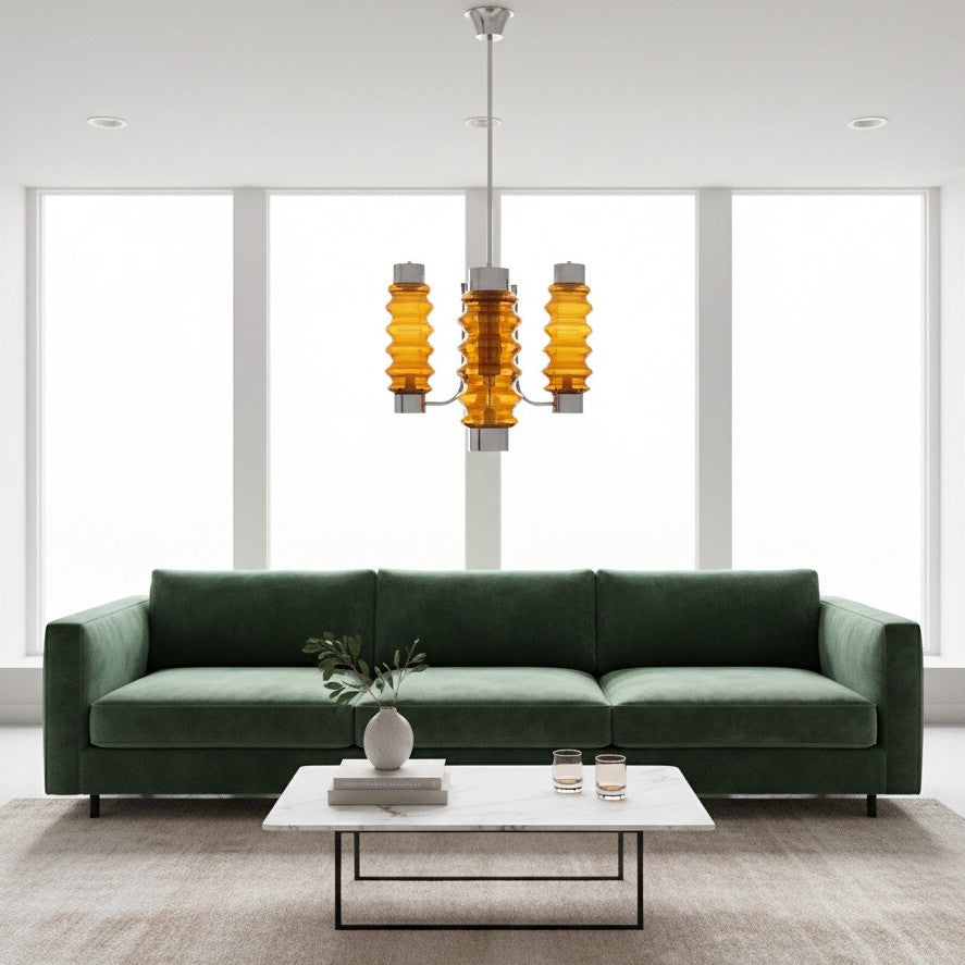 Sculptural Amber Glass Chandelier