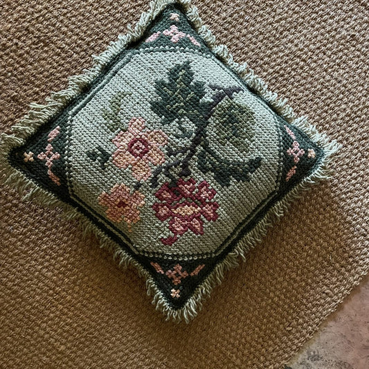 Antique Hand Woven Arraiolos Tapestry Cushion
