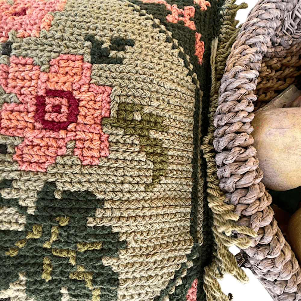 Antique Hand Woven Arraiolos Tapestry Cushion