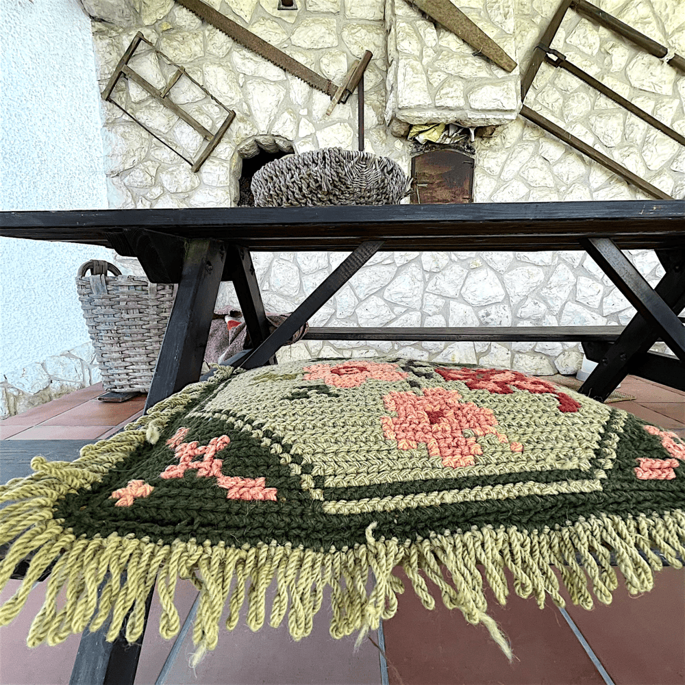 Antique Hand Woven Arraiolos Tapestry Cushion