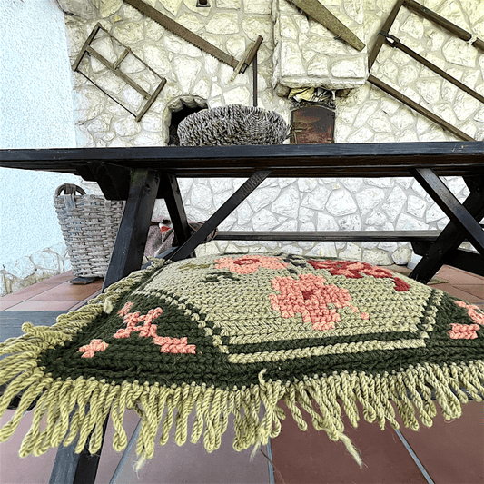 Antique Hand Woven Arraiolos Tapestry Cushion