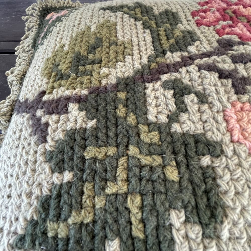 Antique Hand Woven Arraiolos Tapestry Cushion