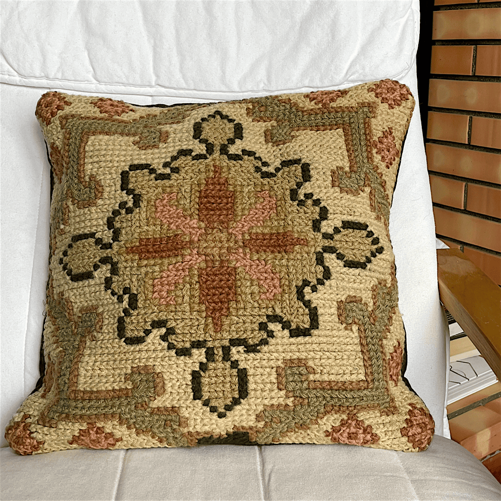 Antique Hand Woven Arraiolos Tapestry Cushion