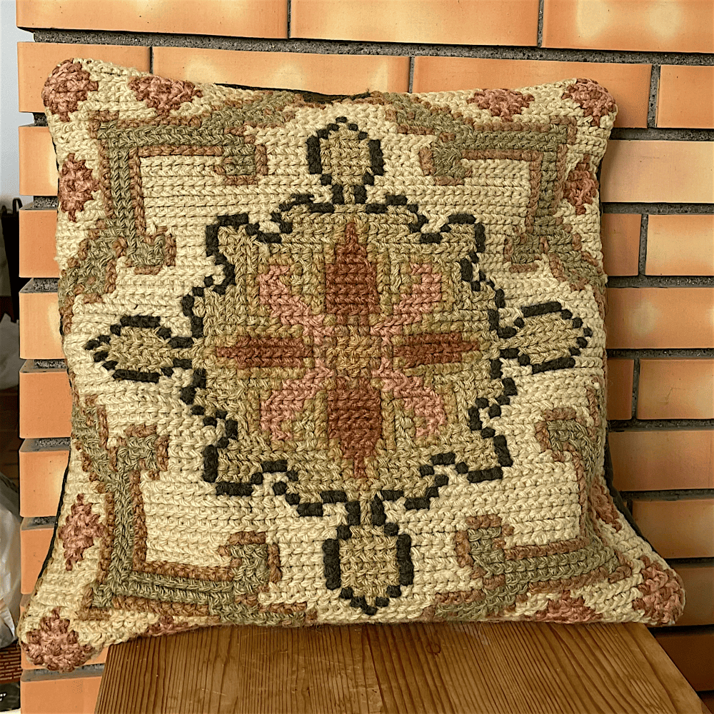 Antique Hand Woven Arraiolos Tapestry Cushion